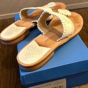 Jack Rogers Cream Leather Miller Slide Sandal